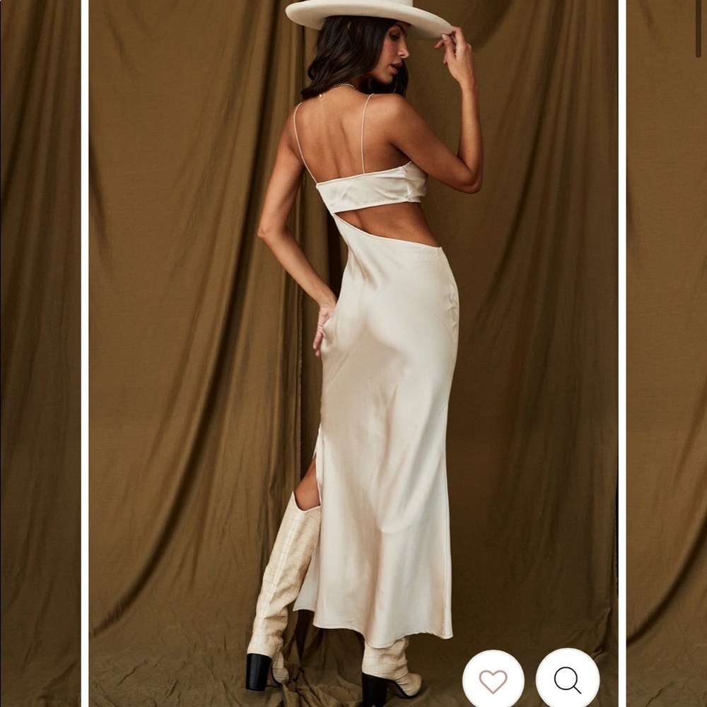 NWT Champagne satin midi dress